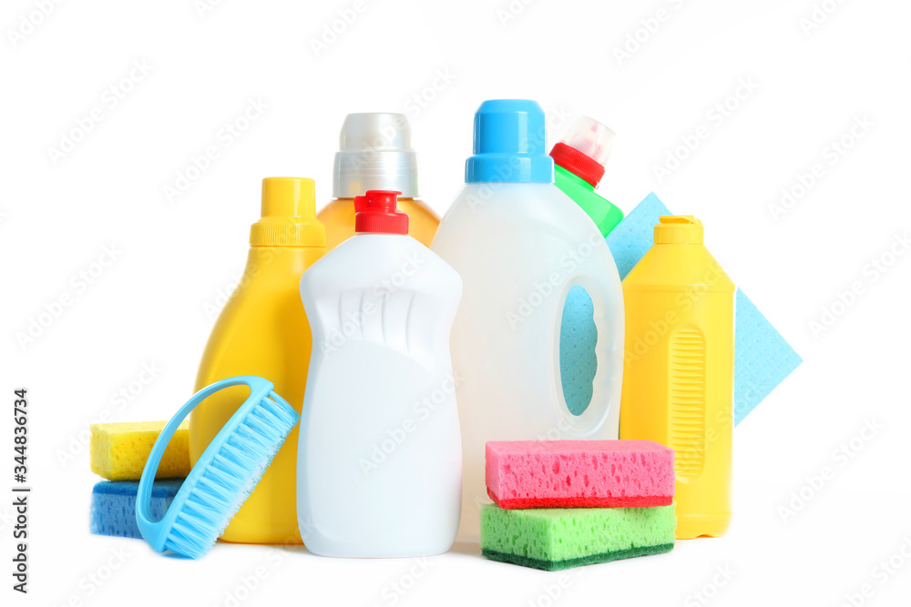 Set of tools for cleaning and disinfection isolated on white.
Set of tools for cleaning and disinfection isolated on white.