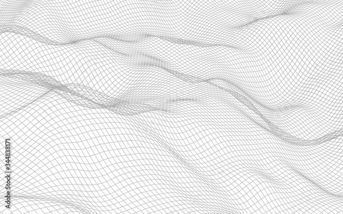 Wallpaper Mural Abstract landscape on a white background. Cyberspace grid. hi tech network. 3d illustration Torontodigital.ca