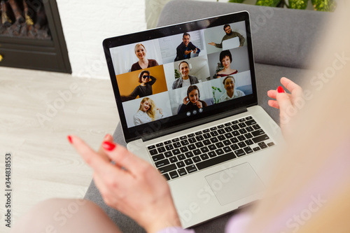 Portrait Of Young Woman Video Chatting With friends