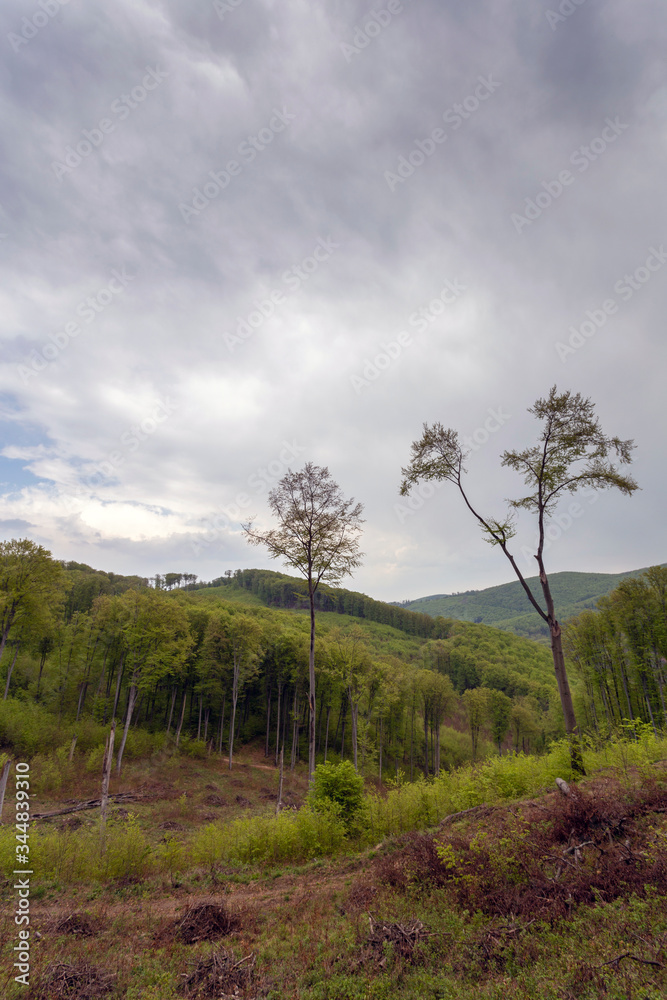 Cloudy sky over the Bukk mountains in Hungary