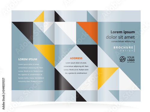 Tri-fold triangles design template cover brochure