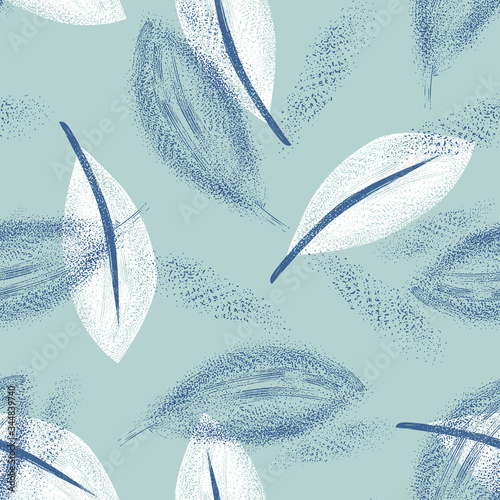 Leaves Seamless Pattern. Floral Background with Spray Effect.