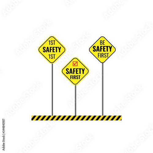 Think safety first sign for safety design concept in vector