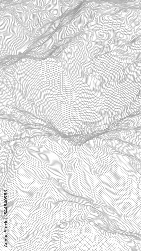 Abstract landscape on a white background. Cyberspace grid. hi tech network. 3d illustration Abstract landscape on a white background. Cyberspace grid. hi tech network. 3d illustration