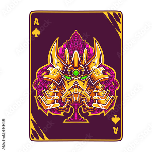 Robot head on poker card