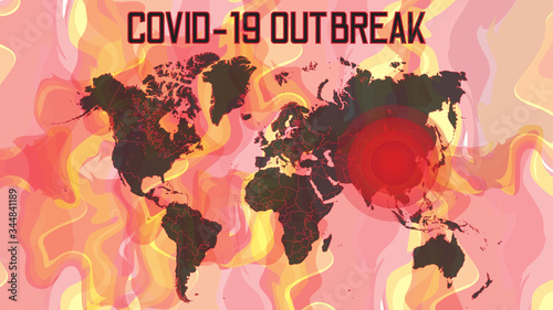 world covid-19 outbreak with fire background