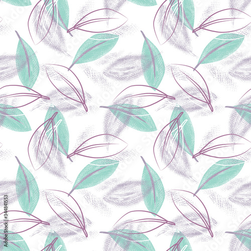 Leaves Seamless Pattern. Floral Background with Spray Effect.