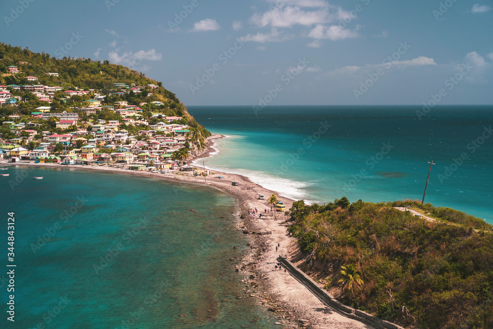 view of the coast of tropical island, Dominica, Scotts Head