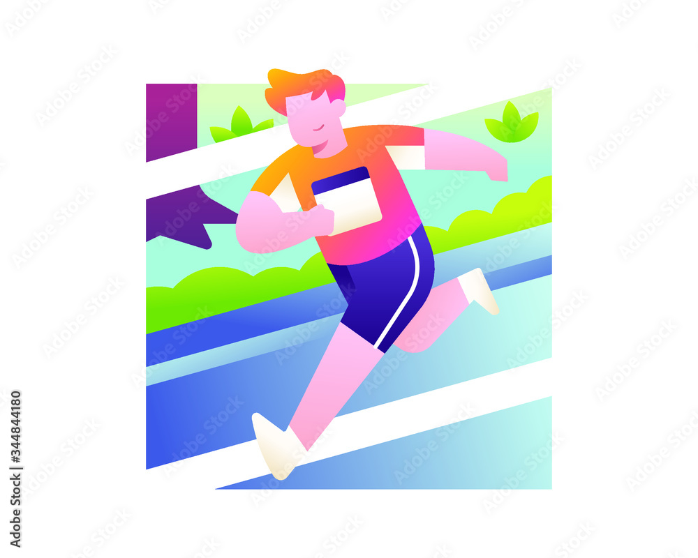 Marathon Running Illustration Concept
