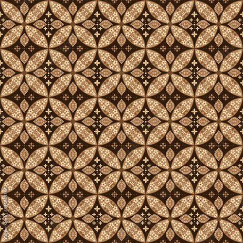 Unique floral pattern of Java batik with brown color seamless design