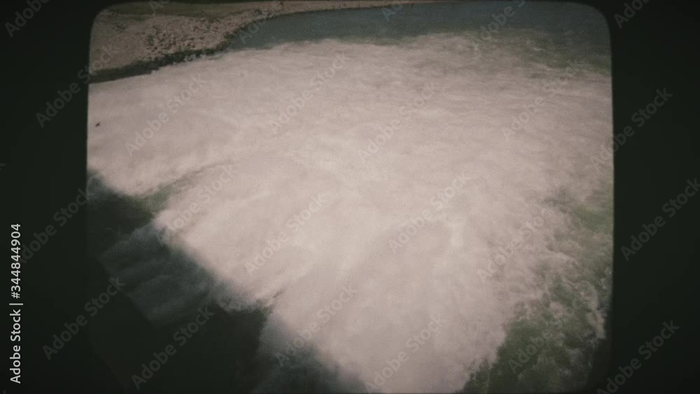 View of Jackson Lake Dam in Grand Teton National Park, Wyoming. VINTAGE FILM.