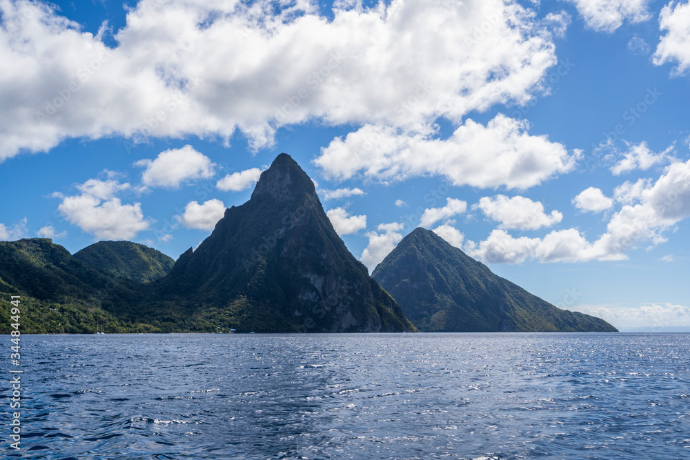 Gros & Petit Piton mountains in caribbean St. Lucia