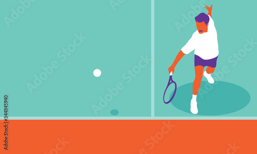 Young man playing tennis on court © OnePencils