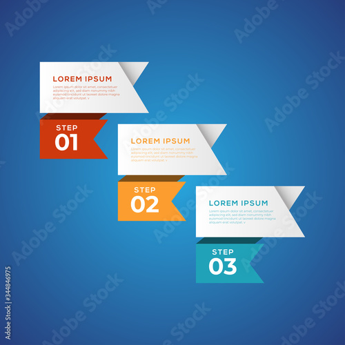 Simple infographic with 3 elements. Can be used for workflow layout, diagram, annual report, web design, flow chart and presentation.  3 options, parts, steps, processes in origami and flat style © VZ_Art
