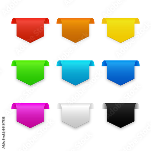 Multi-colored bookmarks. Bookmarks vector illustration on white blank background.