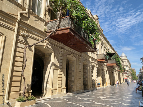 Historical building built in 1896 at the intersection of Nizami street and Rasul Rza street in Baku, Azerbaijan photo