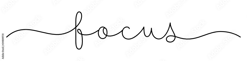 FOCUS black vector monoline calligraphy banner with swashes FOCUS black vector monoline calligraphy banner with swashes