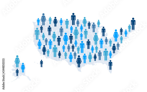 Quadro su tela Population map of the United States