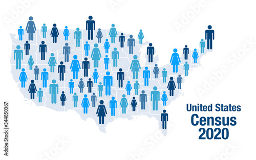 Population map of the United States for the 2020 census photo
