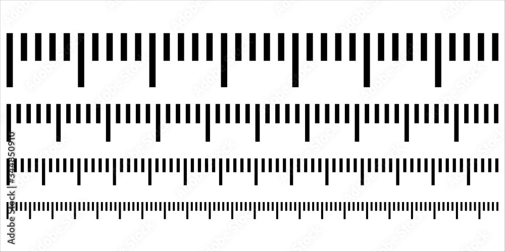 Measuring scale, marking for ruler, length measurement scale chart