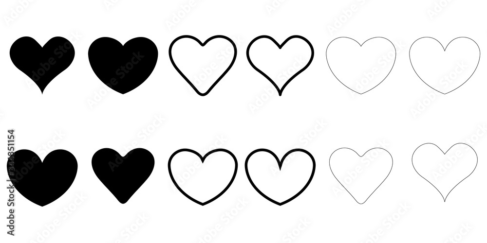 Hearts collection icons. Heart and Like icons. Concept of love. Love symbols.