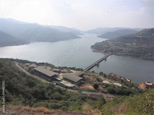 view of the river flowing through the mountains