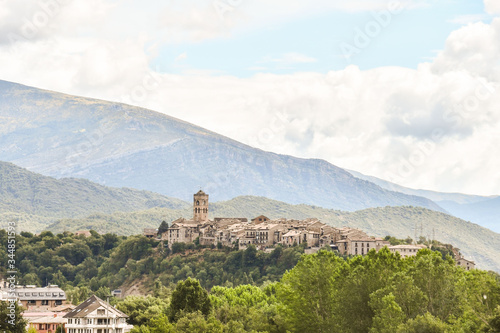 village in mountains, photo as a background , in janovas fiscal sobrarbe , huesca aragon province photo