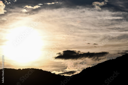 sunset over sea, photo as a background , in janovas fiscal sobrarbe , huesca aragon province photo