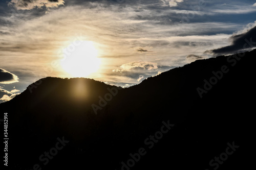 sunset in mountains, photo as a background , in janovas fiscal sobrarbe , huesca aragon province photo