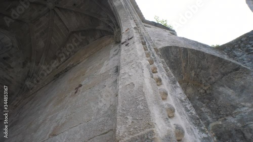 View of the interior structure of the ruins of the church of Santa Mariña of Dozo, Cambado, Galidia, Spain photo
