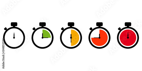 Set of Timer vector icon. Stopwatch symbol. Vector countdown circle clock counter timer. Fast time icon.