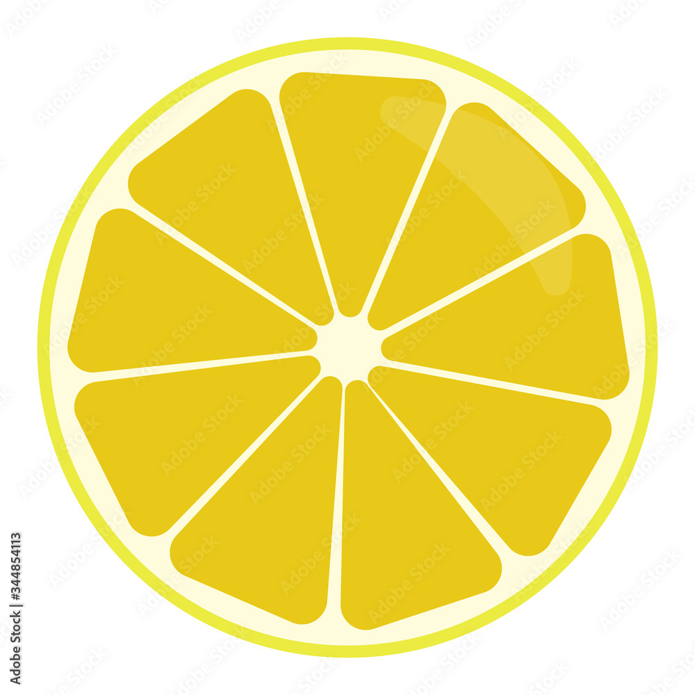 Lemon slice isolated on a white background. Element for menu design Lemon slice isolated on a white background. Element for menu design