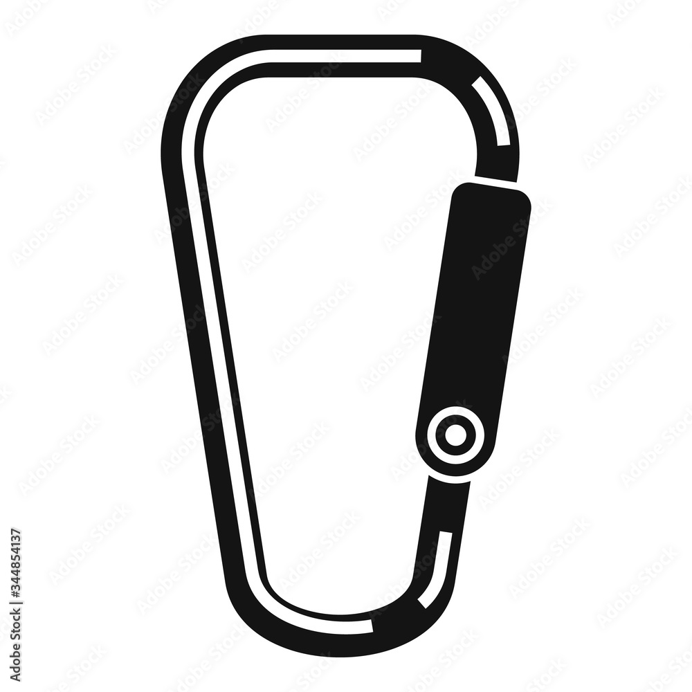 Hiking carabine icon. Simple illustration of hiking carabine vector icon for web design isolated on white background Hiking carabine icon. Simple illustration of hiking carabine vector icon for web design isolated on white background