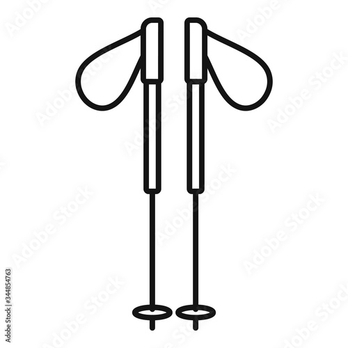Hiking sticks icon. Outline hiking sticks vector icon for web design isolated on white background