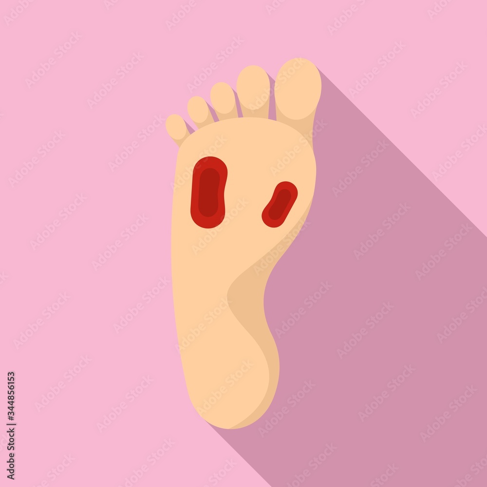 Blood foot pain icon. Flat illustration of blood foot pain vector icon for web design Blood foot pain icon. Flat illustration of blood foot pain vector icon for web design