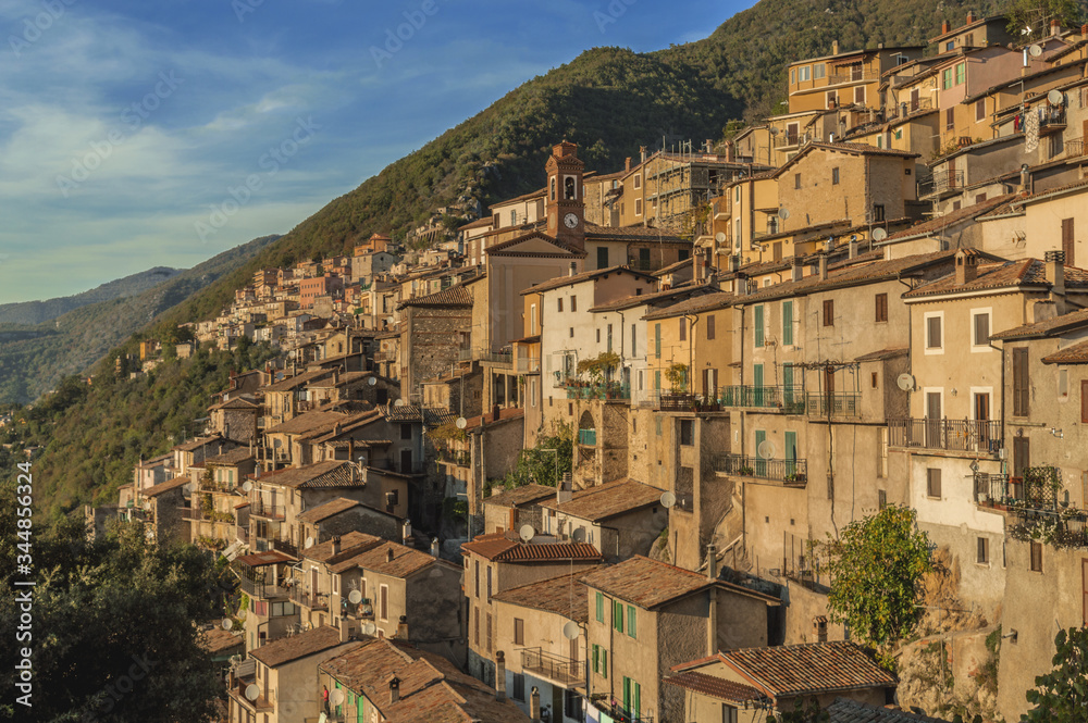 Beautiful panoramic view of the historic village of Paganico Sabino near Rieti, Lazio, Italy