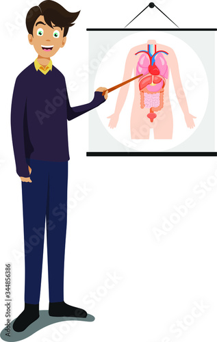 A man teaching biology illustration