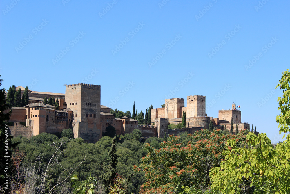 Landscape of the monument of the Alhambra in Granada, in Spain
