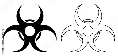 Isolated image of a biohazard sign. Outline style drawing.