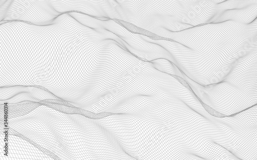 Abstract landscape on a white background. Cyberspace grid. hi tech network. 3d illustration © Plastic man
