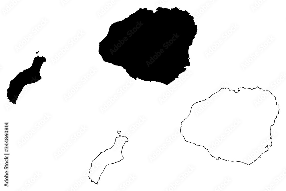 Kauai County, Hawaii (U.S. county, United States of America, USA, U.S., US, archipelago) map vector illustration, scribble sketch Kauai, Niihau and Lehua island map - obrazy, fototapety, plakaty 