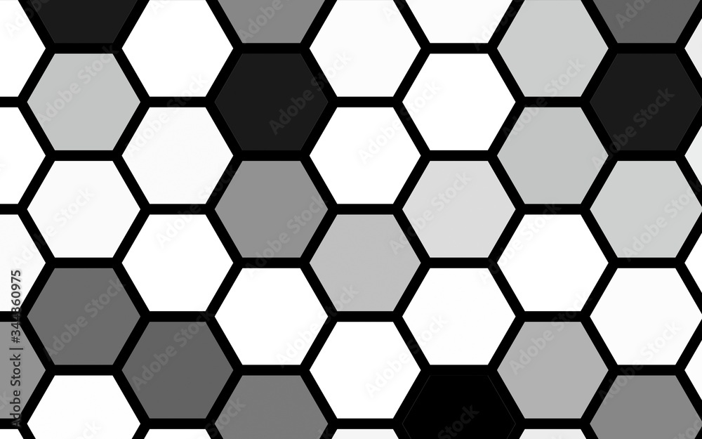 White honeycomb with a gradient color. Isometric geometry. 3D illustration White honeycomb with a gradient color. Isometric geometry. 3D illustration
