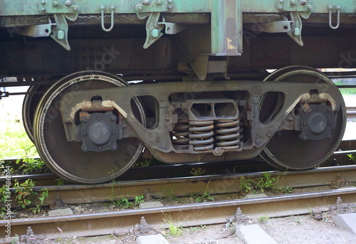 Metal wagon wheels on railway rails