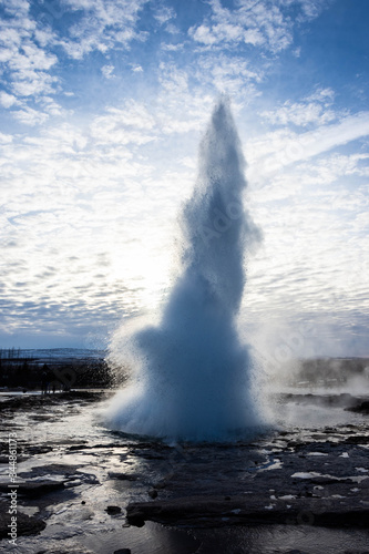 Iceland's Geysir erupts into the winter air