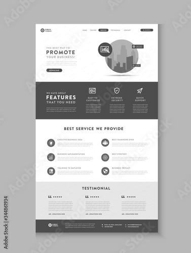 Business Website Landing Page | App Landing Page | Web User Interface Design | Web Wire-frame Template