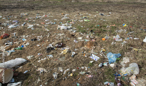 MINSK, BELARUS - March 20, 2020: sanitary landfill inside forest - garbage dump