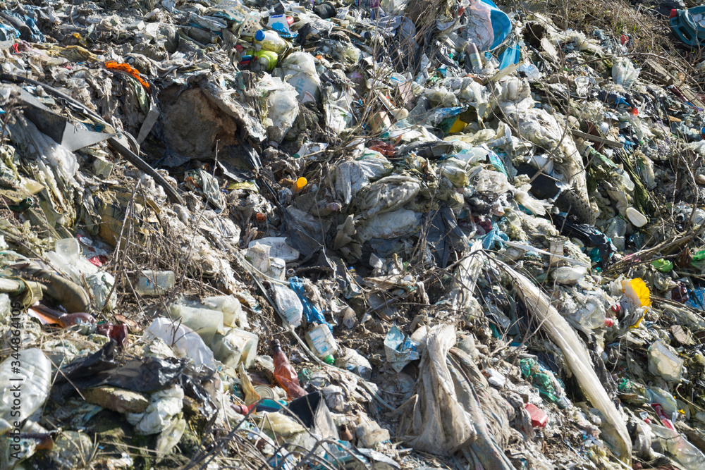 Obraz premium urban garbage dump close-up