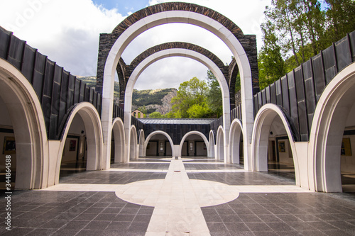 Basilica Sanctuary of Meritxell, located in the parish of Canillo, Andorra. It is the most religious temple in Andorra.