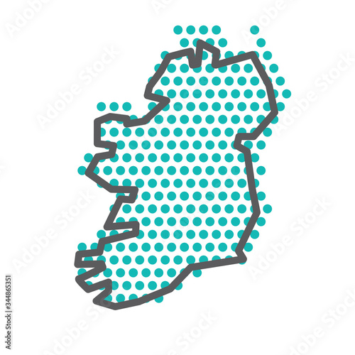 Ireland simple outline map with green halftone dot pattern