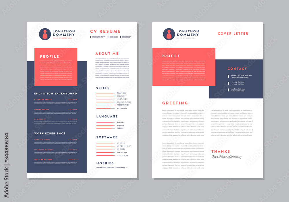 Obraz premium Curriculum vitae&nbsp;CV Resume Template Design